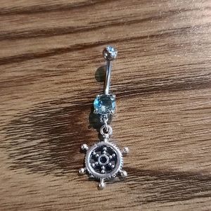 Sail Boat wheel bellybutton ring